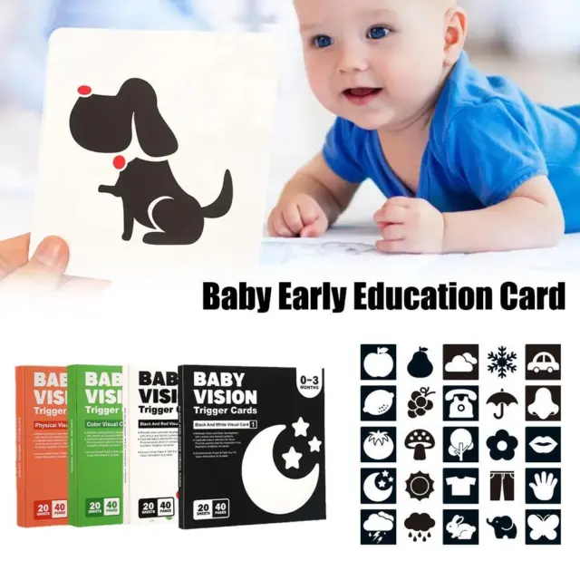 Educational Black White Visual Training Card Baby Color Stimulation Flashcard_