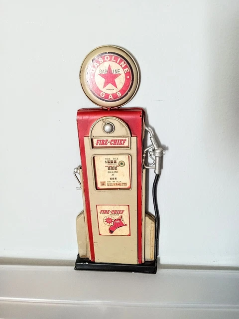 Red Star Fire Chief Open Road Gas Pump 14in Vintage Repro Display Wall Art Hang