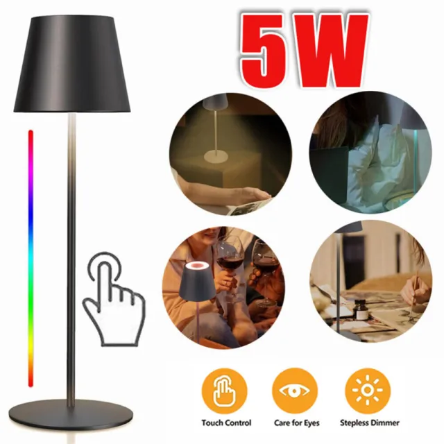Cordless LED Table Lamp USB Rechargeable Bar Night Light Bedside Touch Light