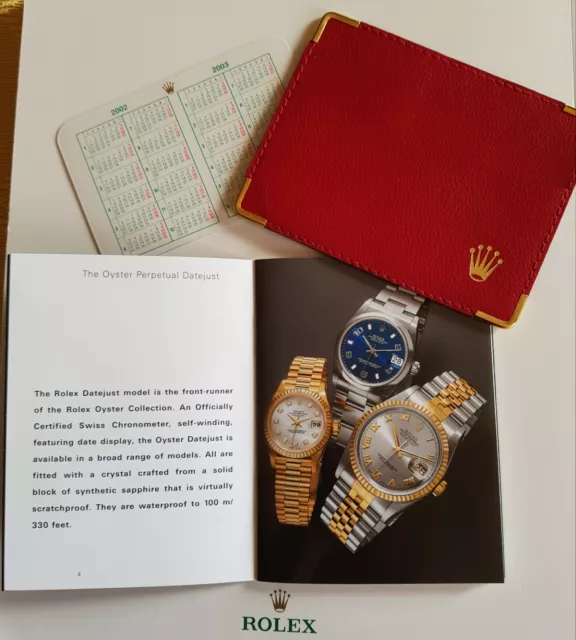 Rolex genuine booklet Datejust Eng 1.2002 calendar 2002 porta garanzia 101.60.55