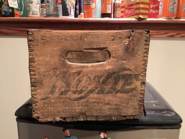 MOXIE Antique Wood Box Crate for 2 Dozen Moxie 7oz bottles