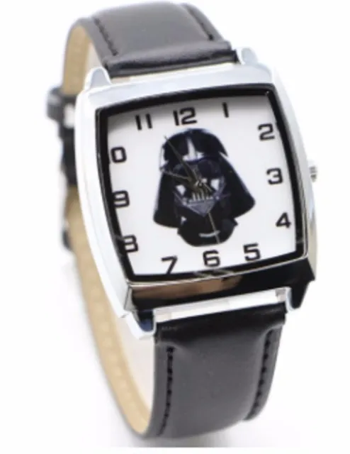 Star Wars Darth Vader Leather Strap Wristwatch Black Wrist Watch Square Kids Men