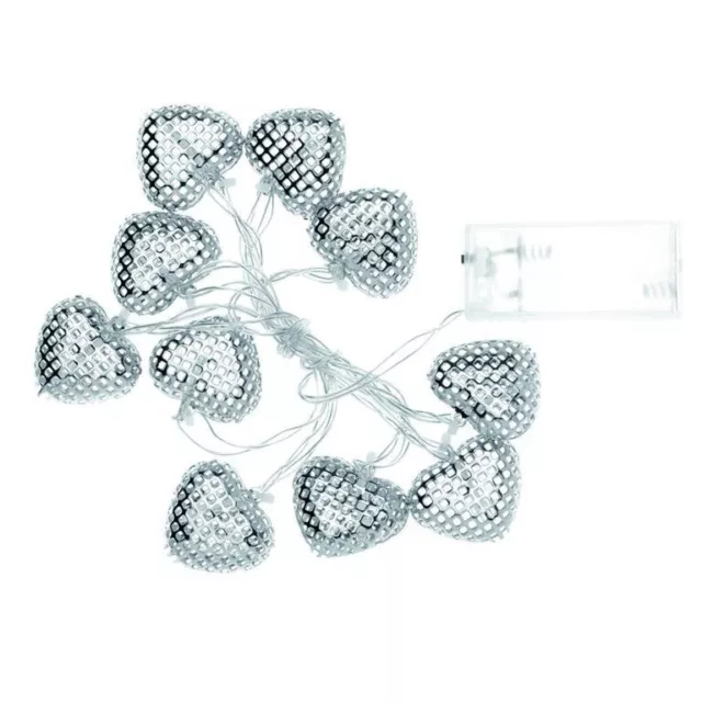 Cadena De Luces LED Corazones, 8St 4cm 1,6m Plata