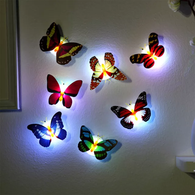 LED Butterfly Night Light 3D Colorful Stickers Wall Lamps Color Random DIY Home 2