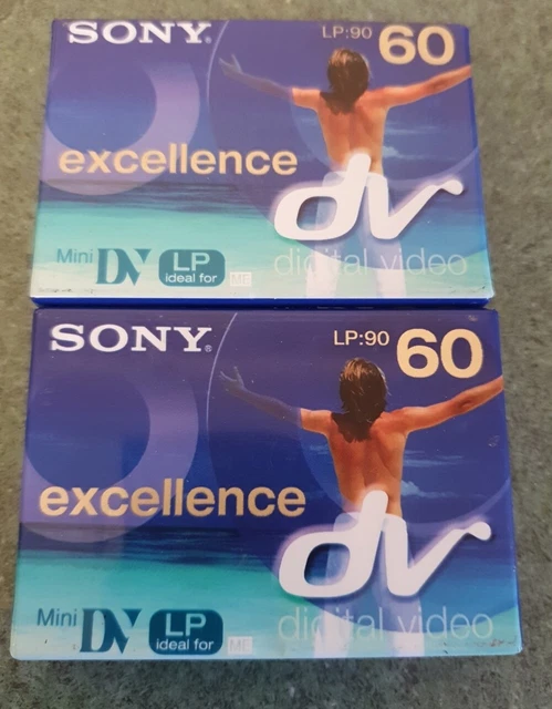 2 cintas de casete de video digital Sony Mini DV 60 DVM60EX3 NUEVAS Y SELLADAS