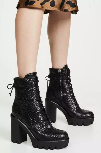 $995 GIUSEPPE ZANOTTI Black GINTONIC 37.5 Combat Leather Boots Shoes