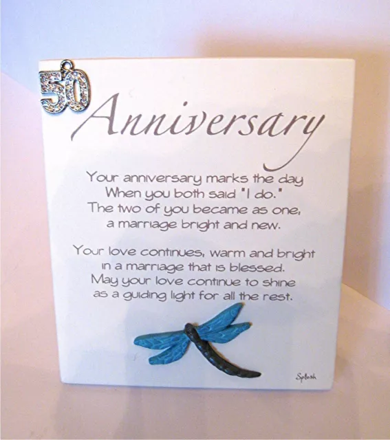 Splosh 50 Wedding Anniversary Momento Poem Gift Plaque New