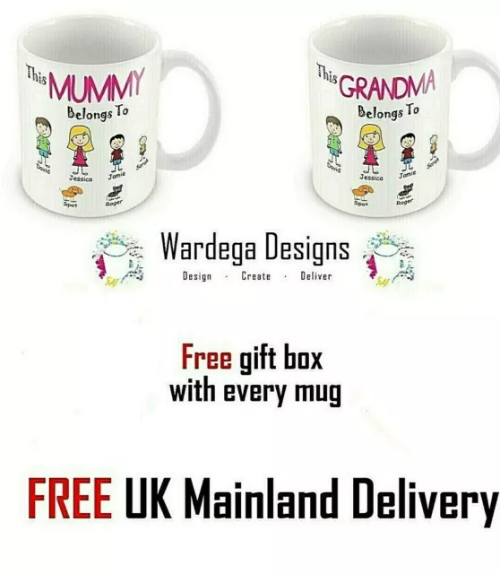 THIS MUMMY DADDY NAN GRANDAD BELONGS TO MUG Birthday CUP Mothers Day Gift Mum