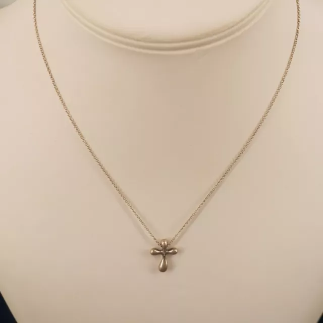 Tiffany & Co. Elsa Peretti Sterling Silver Cross Pendant Necklace- Free Ship