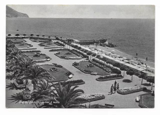 Cartolina Riviera Delle Palme Pietraligure Giadini E Molo 1962