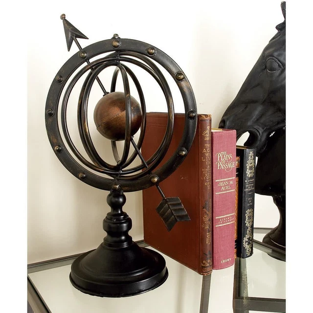 Glass Compass Armillary Decorative Globe Brown