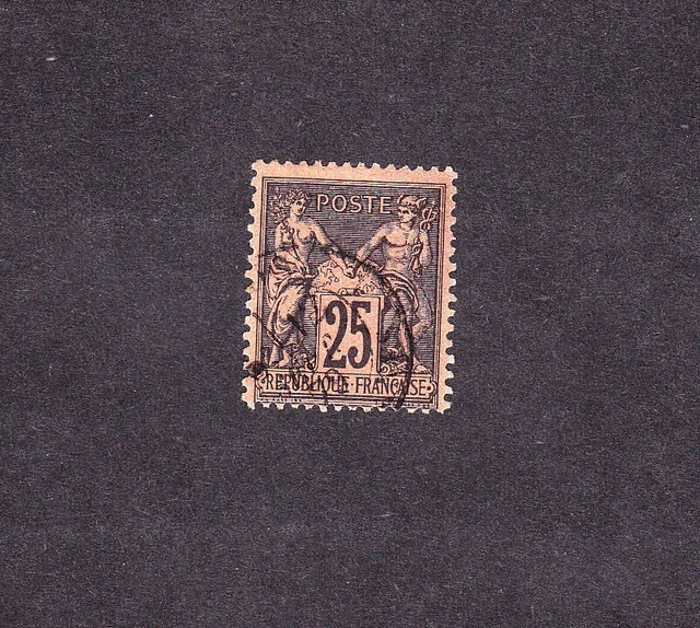 France Timbre type SAGE type 2 oblitéré 25c noir sur rouge n°91 voir scan 