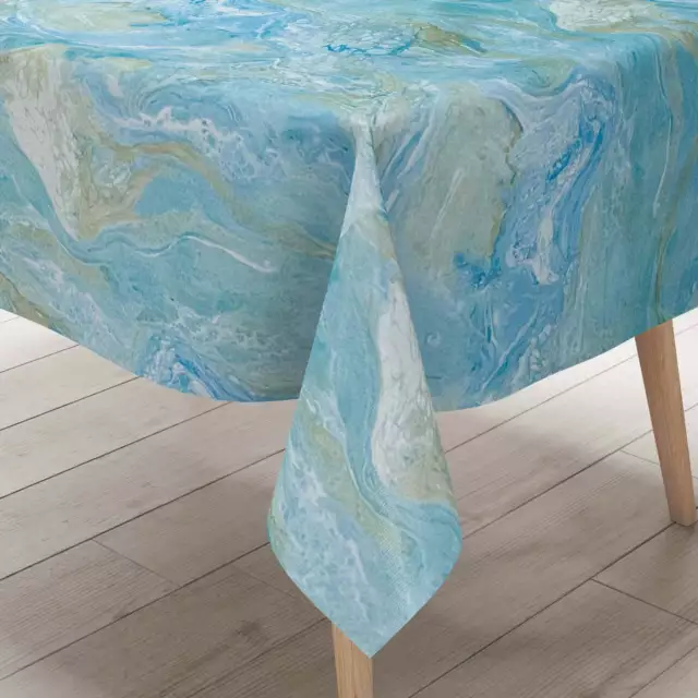 KEVKUS Nappe de Table en Toile Cirée 01573-03 Marbré Bleu Clair Carré Rond Oval