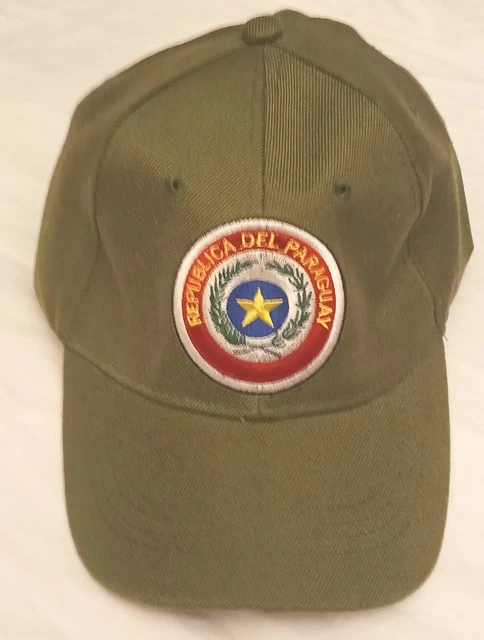 Republica del Paraguay Yellow Star Logo, Military Olive Green Color Ballcap Hat
