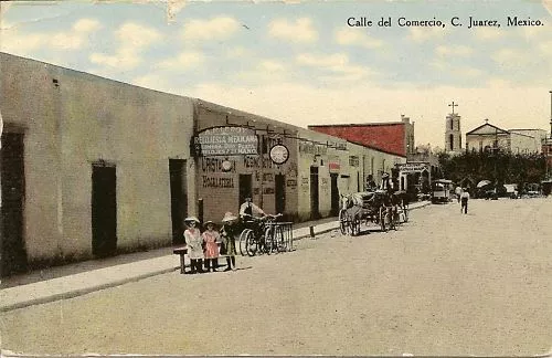 Cpa Mexique Calle Del Comercio C.juarez Mexico