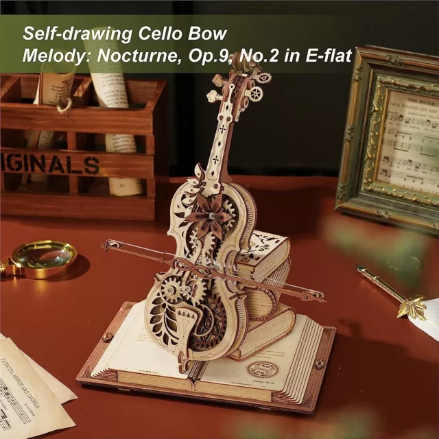 ROKR Magic Cello AMK63 3D Holz Puzzles Spieluhr Dekor für Erwachsene Geschenk 2