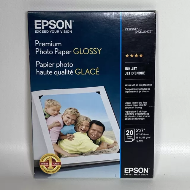 Epson S041464 Premium Photo Paper 68 lbs Glossy 5 x 7 Pack of 20