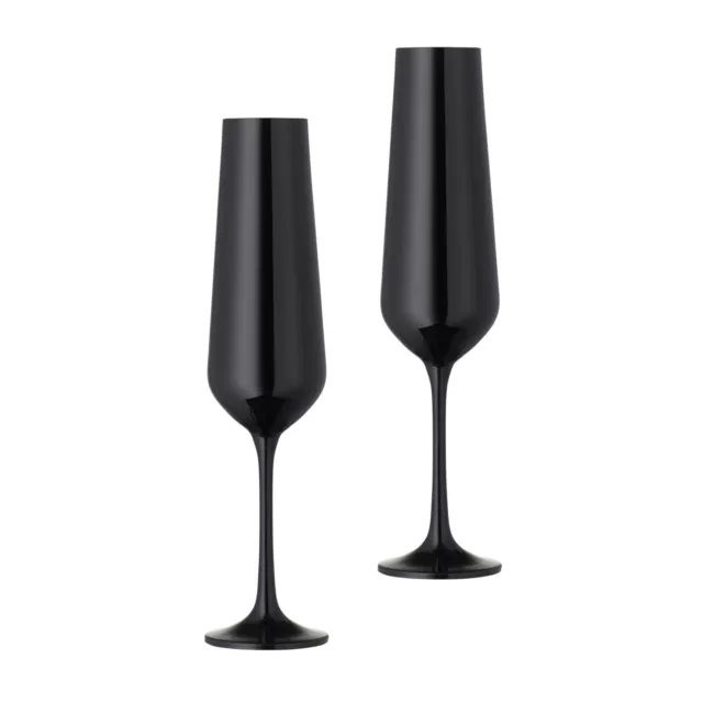 Bohemia Sektkelche schwarz 200ml 2er Set  Champagnergläser Sektglas Kristallglas