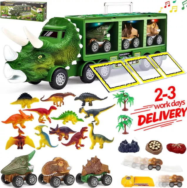 Kids Dinosaur Truck Toy Gift Storage Car Transport Carrier Model Music Light NEW