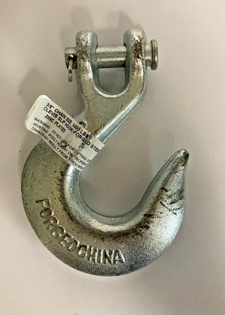 Hillman 3/8” chain Size 5400 Lbs. Clevis Slip Hook - forged Steel zinc Plated