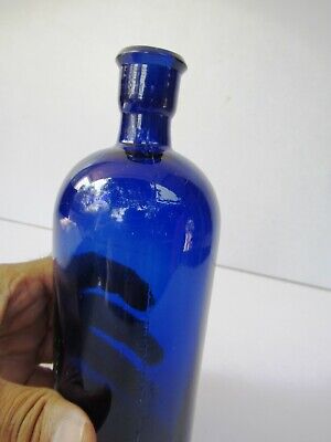 Antik Gift Flasche Glas Kobaltblau Pharmacy Apotheker & Medizin Chemis " F6 3