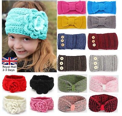 Baby Girls Winter Turban Crochet Bow Knitted Wool Headband Headwrap Ear Warmer