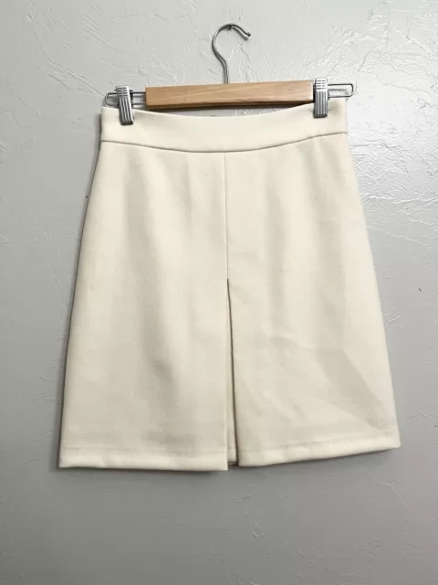 J Crew Double-Serge Winter White Wool Pencil Skirt Lined 2 2T Tall Jcrew Lined 3