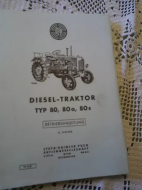 Betriebsanleitung  Traktor Steyr Typ 80, 80a, 80s