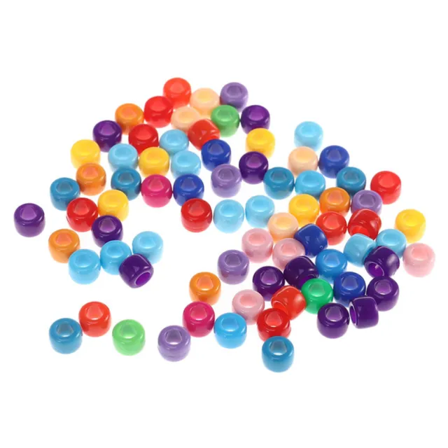 500 Acrylic Barrel Pony Beads 6X5mm Various Colour for Kids Craft