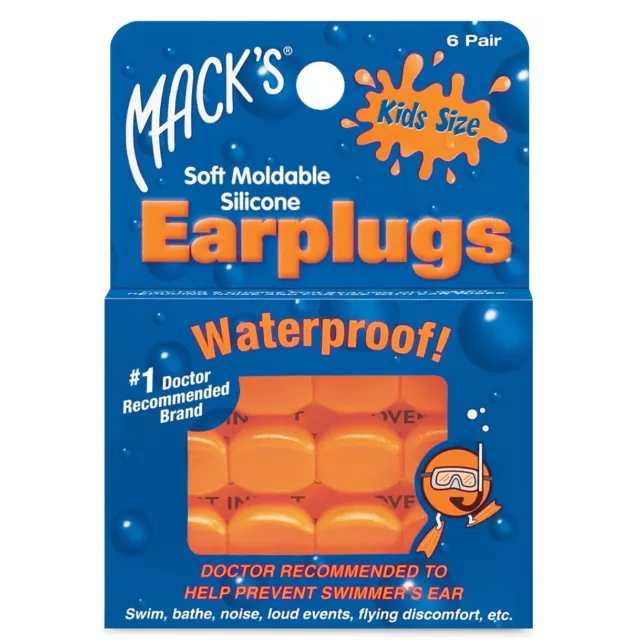 MACK'S Niños Almohada Suave Oídos 6 Par Pack, Suave Moldeable Silicona, Naranja