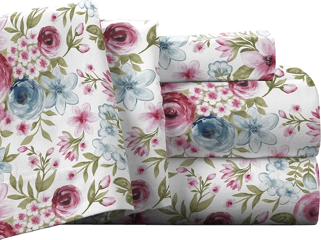 Flannel Deep Pocket Set with Oversized Flat Sheet, King, Sylvan