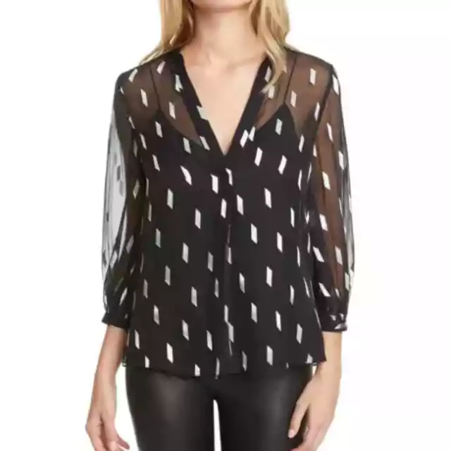 ALICE + OLIVIA Sheila popover Sheer Blouse with cami liner sz Medium 8 10 Career