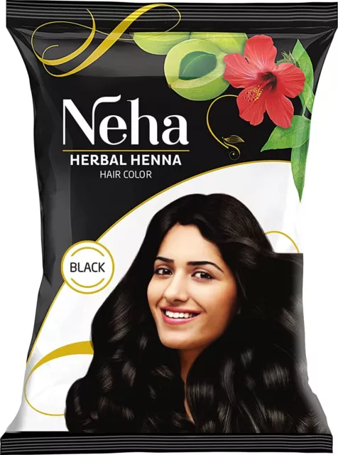 Neha Herbals Henna Hair Color, 10 g  (Pack of 10) Black Colour