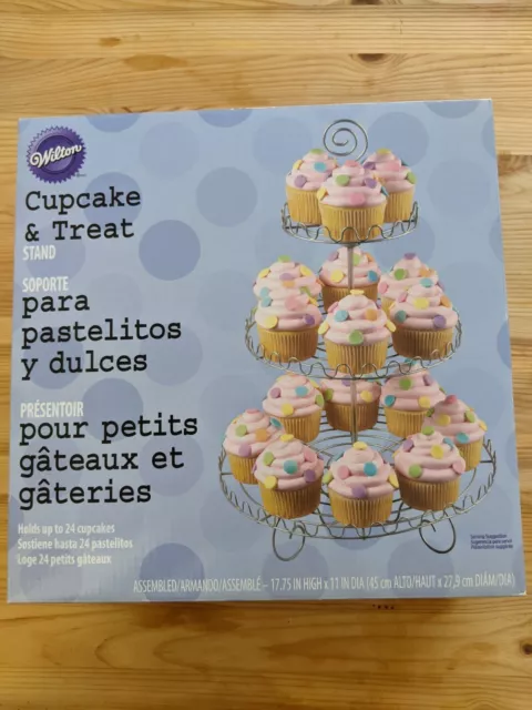 New in Box Wilton Cupcake and Treat Stand Holds 24 Cupcakes Silver Color