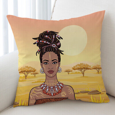 The African View Behind Beautiful African Girl Cushion