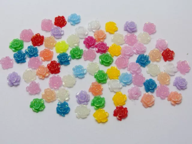 500 Mixed Color Flatback Resin Floral Mini Flower Cabochons 5mm DIY Craft 2