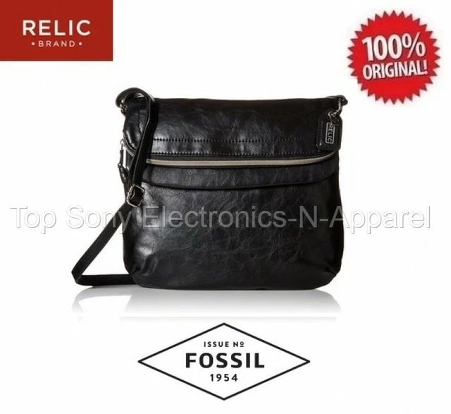 NEW RELIC by Fossil Cora Expandable Crossbody Bag Purse COFFEE BLK - RETAIL $54