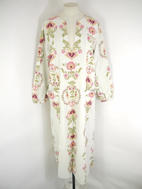 knee length dresses for ladies Zara xl voluminous embroidered white dress Size S small MOST WANTED la –  Afashionistastore main image 0