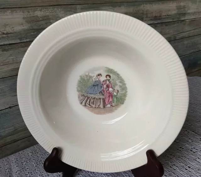 Salem China Godey Prints Victorian Women  Ribbed Rim Large Bowl 9 Inches Vintage