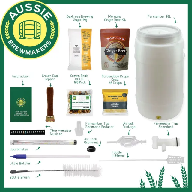 Home Brew Ginger Beer Starter Kit - Basic - FREE FREIGHT Australia Wide