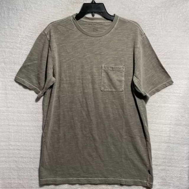 American Eagle Shirt Olive Green Mens Medium Tall Pocket Short Sleeve Crew Neck