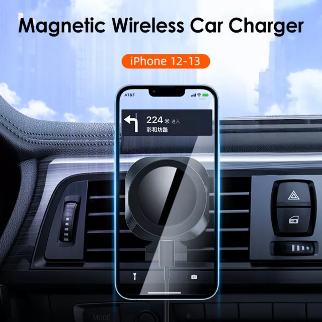 15W Magnetic Wireless Charger Car Holder For iPhone 14 13 12 Pro Samsung S23 S22