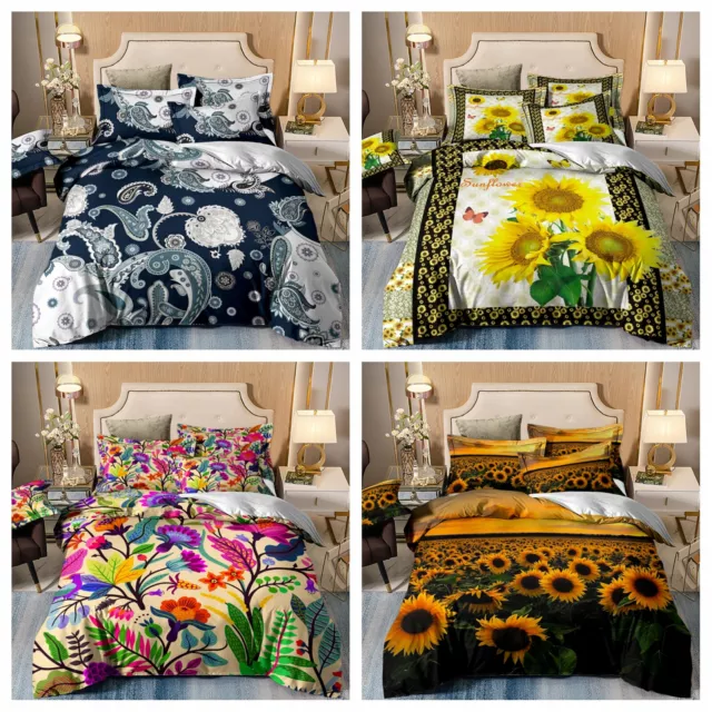 Flower Quilt Doona Duvet Cover Set Bedding Set Single/Double/Queen/King Size New
