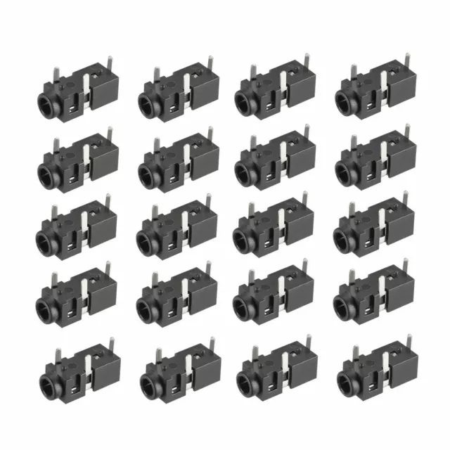 PCB Mount 2.5mm 3 Pin Socket Headphone Audio Video Connector PJ208 Black 20Pcs