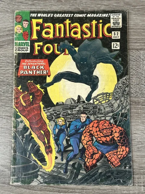 4️⃣Fantastic Four #52 - 1st Black Panther - Marvel 1966 - 🔑 Book! (3.0) Grade