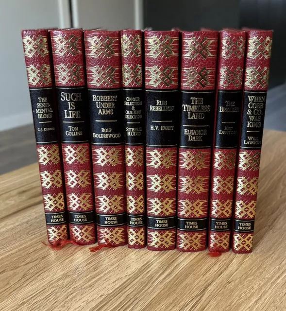 X8 Lot Australia’s Great Books Hardcover Red Leather By Times House Bundle Deal