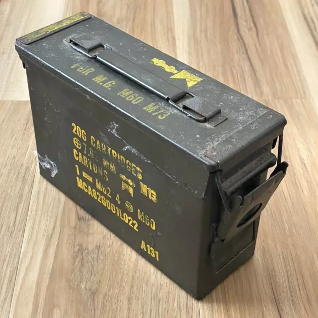 Metal Ammunition Box 200 Cartridges 7.62MM Military Ammo Storage M13 Nato