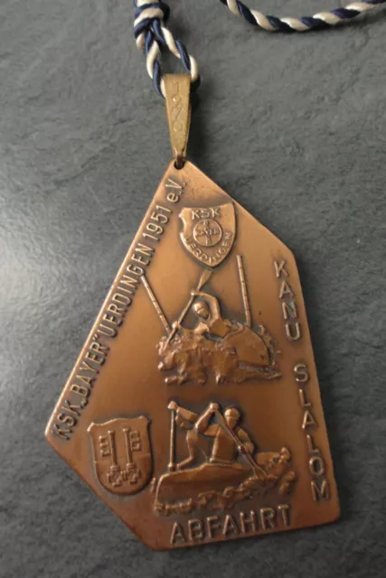 Tolle Plakette KSK Bayer Uerdingen Kanu Slalon Abfahrt 1970 Bronze