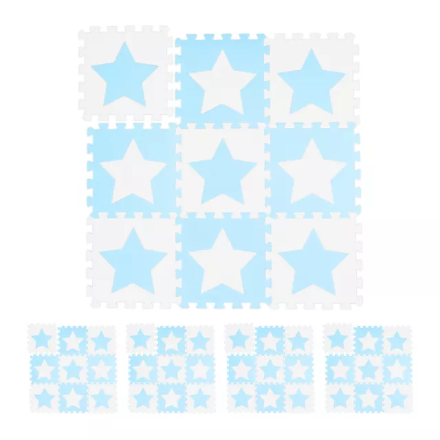 45 losas alfombra puzle bebés estrellas Suelo goma Colchoneta gateo blanco/azul