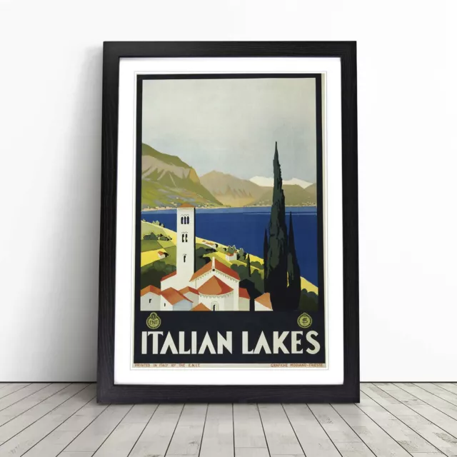 Vintage Travel Italian Lakes Wall Art Print Framed Canvas Picture Poster Decor